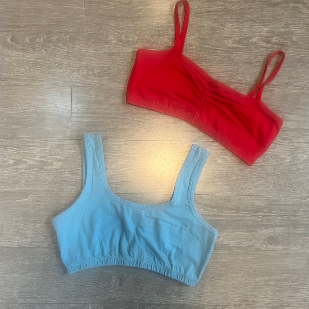 Set of Red and Light Blue ARQ Bras